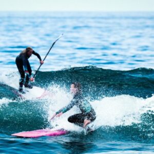 Surfing at Beadnell